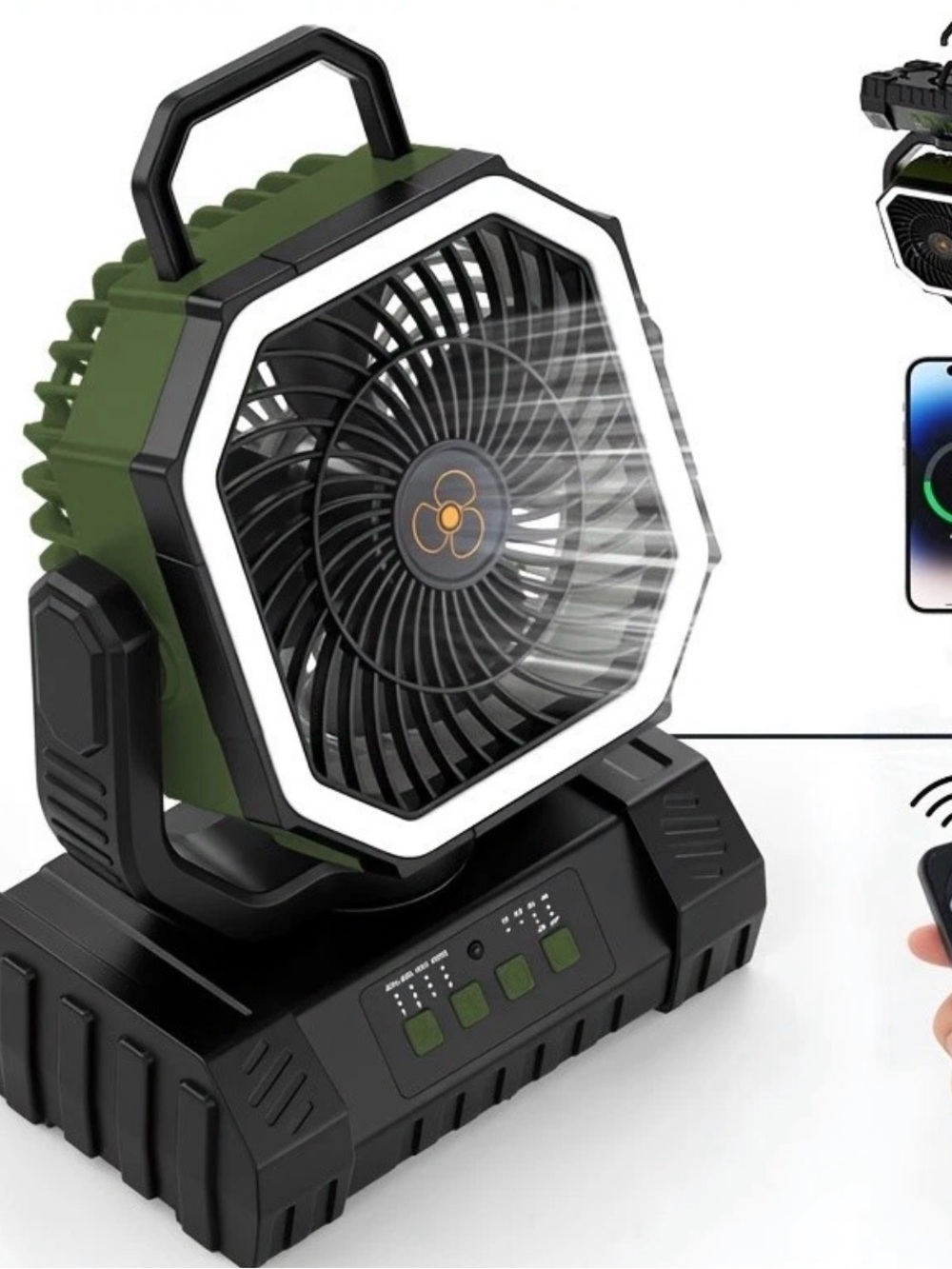 Camping Fan Portable Green Rechargeable Fan